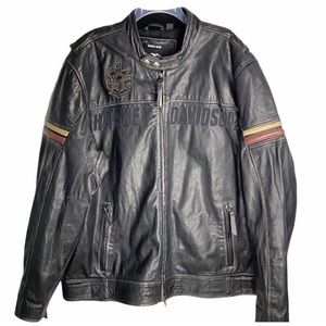 Harley Davidson Men's Scavenger Distress Black Leather Motorcycle Jacket 2XL